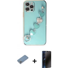 Marsilyan™- iPhone 12 Pro Max Kılıf Nova Işık Prime - Siyah 3D Antistatik Hayalet Cam Ekran Koruyucu + Shine Kamera Lens Koruma Cam - Gs