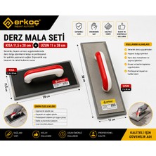 Erkoç Derz Mala Seti Kısa 11,5 x 28 cm + Uzun 11 x 38 cm Profesyonel Derz Uygulama Malası