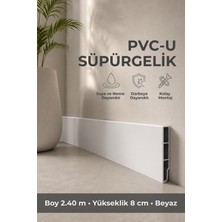 Agk Sempla Pvc-U Beyaz Süpürgelik 8 cm x 2.40 M | Suya, Neme ve Darbeye Dayanıklı, Kolay Montaj, SMP701