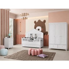 Cozibo Aymini Boss Bebek Odası Takımı Beyaz MDF ve Suntalam Malzemeden Modern Tasarımlı Geniş Depolama Alanı