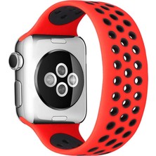 Hobibahçem Watch 42MM Ayarlı Delikli Silikon Kordon - Kırmızı-Siyah