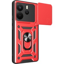 Hobibahçem Redmi Note 14 4g Pars Lens Yüzüklü Silikon - Kırmızı