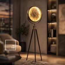 İki Yedi Konsept Astrochron Tripod Ayaklı Saat Salon Saati Işıklı Saat Saatli Lambader Dünya Haritalı Çarklı Saat