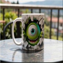 Kadorex Design Sevimli Tek Göz Canavar 3D Kırık Duvar Tasarımlı Kupa – Eğlenceli Karikatür Kahve Kupası