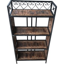 Otantik Çarşı Ahşap Ferforje Raf 53X23X102 Cm.  KNA606