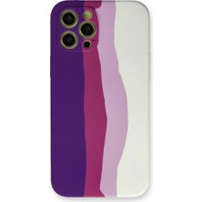 Hobibahçem iPhone 12 Pro Max Kılıf Ebruli Lansman Silikon - Mor-Beyaz