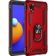 Hobibahçem Galaxy A01 Core Kılıf Sofya Yüzüklü Silikon Kapak - Kırmızı