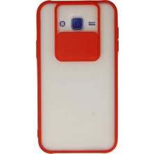 Hobibahçem Galaxy J7 Kılıf Palm Buzlu Kamera Sürgülü Silikon - Kırmızı