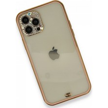 Hobibahçem iPhone 12 Pro Kılıf Liva Taşlı Silikon - Pembe
