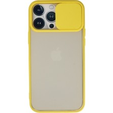 Hobibahçem iPhone 13 Pro Max Kılıf Palm Buzlu Kamera Sürgülü Silikon - Sarı