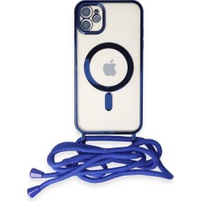 Hobibahçem iPhone 11 Kılıf Divo Lazer Askılı Magsafe Kapak - Mavi