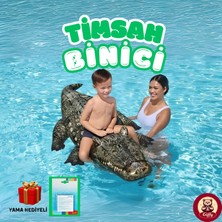 Giffy Gerçekçi Timsah Şişme Deniz Binicisi Tutmaçlı Havuz Oyuncağı 170X86 cm