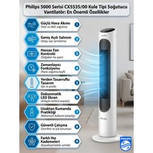 Philips 5000 Serisi Kule Fan - 28 Db Sessiz Soğutma, Aroma Difüzörlü, 60 Derece Salınımlı, Dokunmatik Ekran, Çocuk Kilitli, Doğal Rüzgar Etkili, Kumandalı 40W Enerji Tasarruflu Vantilatör,