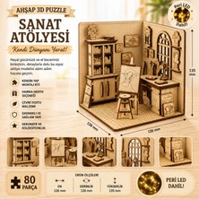 Algwood Sanat Atölyesi Book Nook – Lazer Kesim Ahşap 3D Puzzle | Dıy Sanatçı Odası Kitaplık Dekor