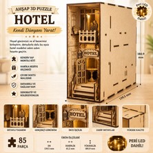Algwood Hotel Book Nook – Lazer Kesim Ahşap 3D Puzzle | Dıy Otel Kitaplık Dekor