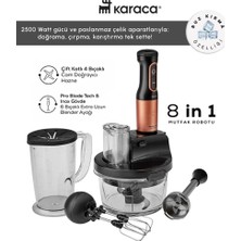 Karaca Sebze, Et ve Meyve Dilimle Doğra Karıştır Rendele Çırp Smoothie Yap 6 Bıçaklı 2500W Yüksek Güçlü Premium Mutfak Robotu & Blendır Inox