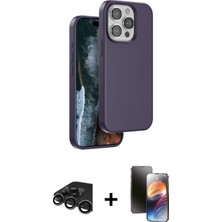 Marsilyan™- iPhone 15 Pro Max Kılıf Kıvılcım Çizgi Serisi - Siyah 3D Antistatik Mat Seramik Nano Ekran Koruyucu + Raze Metal Kamera Lens - Tmgı