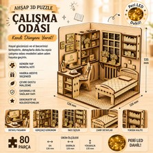 Algwood Çalışma Odası Book Nook – Lazer Kesim Ahşap 3D Puzzle | Dıy Miniatur Oda Kitaplık Dekor