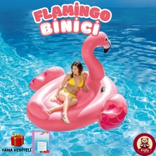 Giffy Flamingo Şişme Deniz Binicisi Tutmaçlı Ada Yatak 178X135 cm