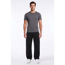 Onz Erkek Si̇yah Pamuklu Li̇krali Baggy Kalip Kot Pantolon