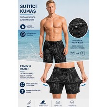 Miami Beach Uzun Boy Model Su Itici Özellikli Esnek Kumaş Dijital Baskılı Erkek Plaj Deniz Şort Mayo // 407