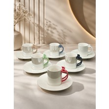 Yzhome Acar 6 Kişilik Lüks Porselen Kurdele Kulplu Kahve Fincan Takımı Seti 100ML