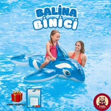 Giffy Şeffaf Balina Şişme Deniz Binicisi Tutmaçlı Çocuk Havuz Oyuncağı 152X114 cm