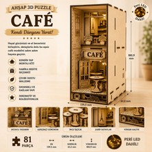 Algwood Café Book Nook – Lazer Kesim Ahşap 3D Puzzle | Dıy Paris Kafe Kitaplık Dekor