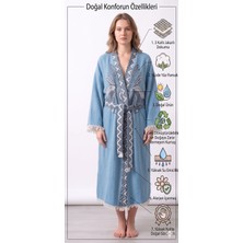 Müslin Kimono Bornoz Sabahlık %100 Pamuk Üç Katlı Jakarlı Dokuma Türk Havlusu Peştamal Giyim