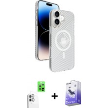 Marsilyan™- iPhone 16 Kılıf Nova Modern Prime - Siyah Bilvis 5in1 5d Magic Hayalet Cam Ekran Koruyucu + Raze Metal Kamera Lens - Bz