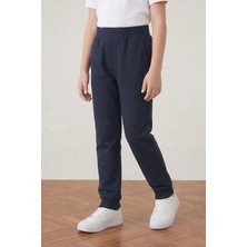 Nacar Çarşı Unisex Çocuk 2 Iplik Mevsimlik Ribana Bel Lastikli Paça Kompakt Lacivert Penye Pantolon Eşofman Altı Okul ve Günlük Kullanım