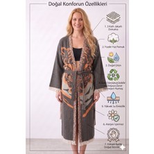 Müslin Kimono Bornoz Sabahlık %100 Pamuk Üç Katlı Jakarlı Dokuma Türk Havlusu Peştamal Giyim