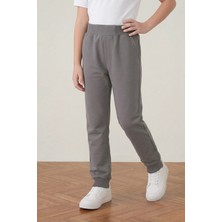 Fatella Unisex Çocuk 2 Iplik Mevsimlik Ribana Bel Lastikli Paça Kompakt Gri Penye Pantolon Eşofman Altı Okul ve Günlük Kullanım
