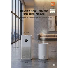 Xiaomi Kare Tasarım Kompakt Hava Temizleyici 43M² LED Ekranlı Koku ve Tüy Toplayıcı Hepa Filtreli Ofis Tipi + Hava Nemlendirici