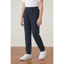 Nacar Çarşı Unisex Çocuk 2 Iplik Mevsimlik Ribana Bel Lastikli Paça Kompakt Lacivert Penye Pantolon Eşofman Altı Okul ve Günlük Kullanım