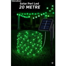 Eser Ticarett Solar Güneş Enerjili Peri LED Işık 20 Metre Yeşil Bahçe Ağaç Dekorasyon Aydınlatması Su Geçirmez Dış Mekan