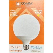 Empressco E27 15W 3000K Gün Işığı LED Ampul, 1100 Lümen, G95, Sarı Işık