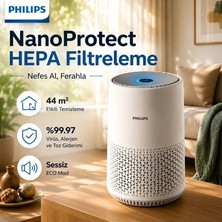 Philips 44 M² Hepa Akıllı Sensörlü Hava Temizleyici Cihaz Sessiz Koku Giderici Polen Alerjen Pm2.5 Geniş Alan