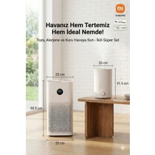 Xiaomi Lazer Sensörlü Akıllı Hava Temizleyici Negatif Iyon Teknolojisi Koku ve Polen Giderici Hepa Filtreli Beyaz + Hava Nemlendirici