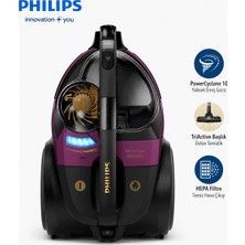 Philips Toz Torbasız Elektrikli Süpürge Güçlü Emiş Performansı, Süper Turbo Fırça ve Sert Zemin Başlığıyla Derin Temizlik Için Pratik, Kompakt ve Kolay Kullanımlı Çözüm, Yüksek Performanslı Temizlik, Geniş