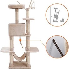 Ohbe Express Feandrea Xxl Tırmanma Ağacı, Hamaklı Sağlam Tırmalama Direği, Mağara, Oyun Sisal, 154 Cm, Duman Grisi Bej Açık Gri PCT86M