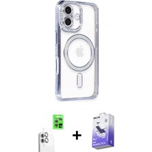 Marsilyan™- iPhone 16 Kılıf Zirve Doku Prime - Siyah Bilvis 5in1 5d Magic Hayalet Cam Ekran Koruyucu + Raze Metal Kamera Lens - Bz