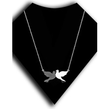 Roxx Jewellery 925 Ayar Gümüş Iz ve Yansıma Ikili Güvercin Kuş Kadın Kolye