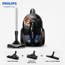 Philips Toz Torbasız Elektrikli Süpürge Güçlü Motor, Carpetclean Başlık ve Alerji Kilit Sistemiyle Halı Odaklı Derin Temizlik Için Pratik Günlük Kullanım Sunar, Yüksek Performanslı Temizlik, Geniş Toz Hazne