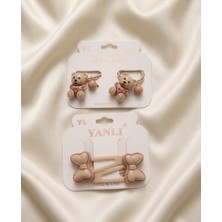 Happy Aksesuar Ayıcık ve Fiyonk Figürlü Çıtçıtlı ve Lastik Çocuk Toka Set 2'li