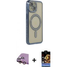 Marsilyan™- iPhone 15 Kılıf Zirve Doku Prime - Siyah Buffer Hayalet Cam Ekran Koruyucu + Raze Metal Kamera Lens - Pe