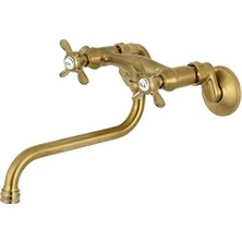 Ohbe Express KS115SB Ayarlanabilir Merkez Duvara Monte Banyo Bataryası, Fırçalanmış Pirinç