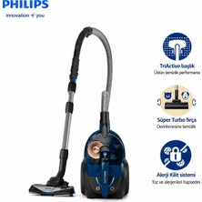 Philips Toz Torbasız Elektrikli Süpürge Powercyclone Teknolojisi, Alerji Kilit Sistemi ve Triactive Başlıkla Güçlü Emiş, Sessiz Çalışma ve Kolay Temizlik Deneyimi Sağlar, Yüksek Performanslı Temizlik, Geniş