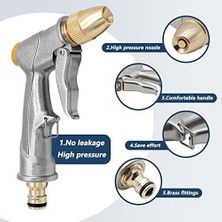 Ohbe Express Bahçe El Duşu, Yüksek Basınçlı Bahçe Duşu/bahçe Püskürtme Tabancası, %100 Metal, Ayarlanabilir Su Akışı, Araç Yıkama, Temizlik Işleri ve Bahçe Sulama Için