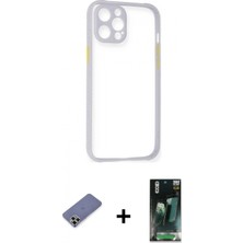 Marsilyan™- iPhone 12 Pro Kılıf Nova Asil Özel Seri - Siyah 360 Mat Full Body Arka Koruyucu + Metal Kamera Lens Koruma Cam - Gd